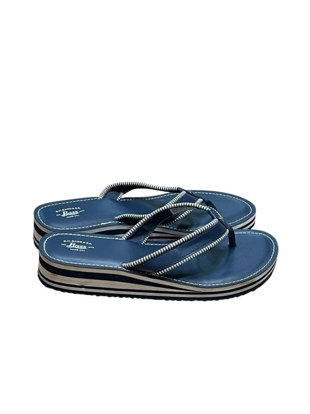 G.H. Bass & Co. Womens Jodi Navy Blue Flip Flop Sandals Size 11M